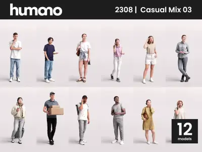 Humano 12 - Collection 2308 - CASUAL PEOPLE MIX -12 x 3D models  3D model