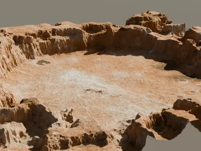 Crater landscape 3D model Low-poly 3D model