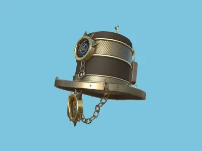 Steampunk Hat 01 Bronze Cooper - SciFi Character Design Low-poly 3D model