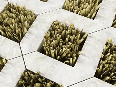 Ecoparking square of grass in middle of concrete floor 3D model