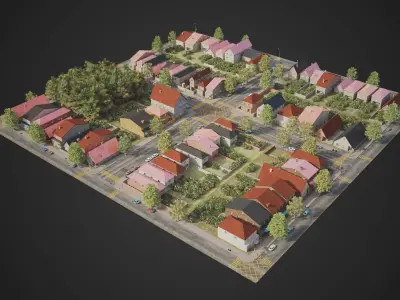 Realistic City District R1-R30 MAYA Low-poly 3D model