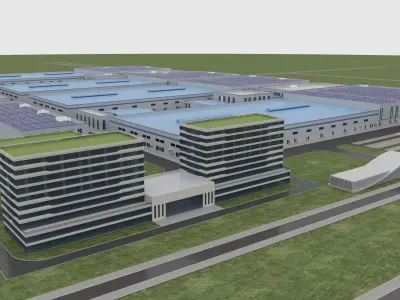 Modern Industrial Factory Park 3D model