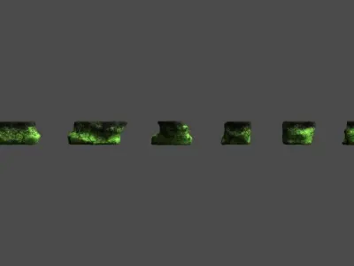 Short Flat Rocks - Toxic Low-poly 3D model