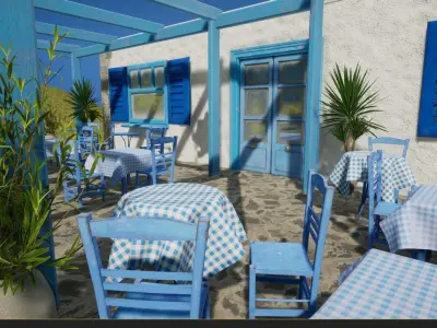 Greek Tavern modular Low-poly 3D model