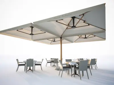 Outdoor restaurant tables 3D model