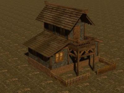 Medieval house ten 16 Low-poly 3D model