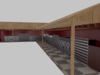 Horse Stable Low-poly 3D model