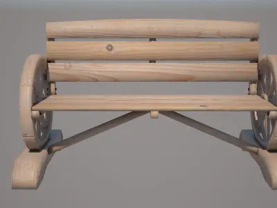 Wood Cart Bench 3D model