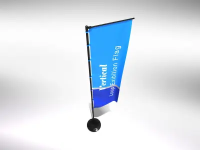 Vertical Flag - Animated Exhibition Flag Low-poly 3D model