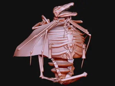 Creature skeleton statue Low-poly 3D model