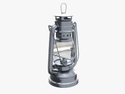 Old kerosene metal lamp 03 3D model