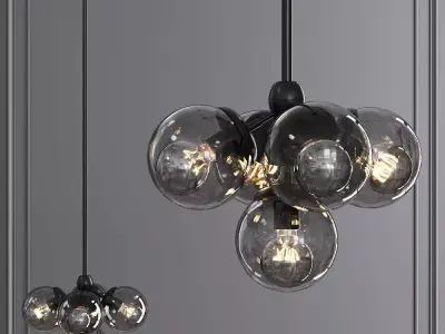 Modo Pendant 5 Globes Black and Gray Glass 3D model