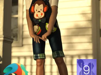 Monkey Overall Outfit for Genesis 9