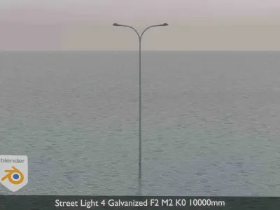 Street Light 4 Galvanized F2 M2 K0 10000mm Low-poly 3D model