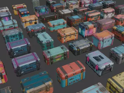 Sci-Fi Crates Set 3D model