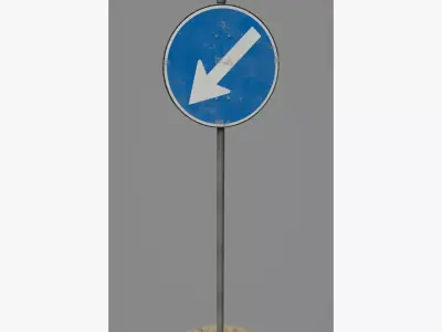 Road Sign 06 - Mandatory Way - Left Low-poly 3D model