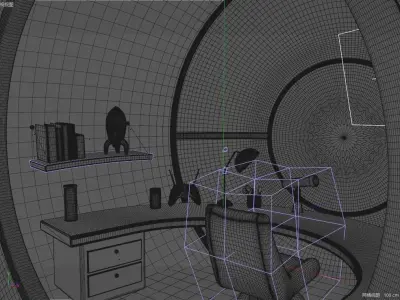 cartoon sci-fi bedroom 3D model