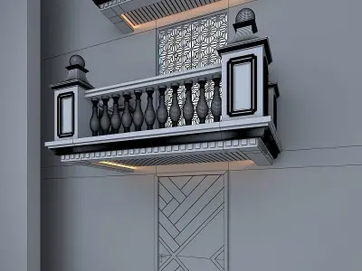 Balcony Door Window Low-poly 3D model