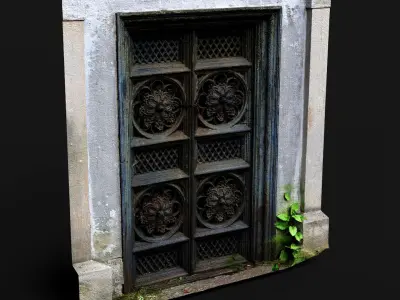 rusty iron doors ancient abandoned castle PBR photogrammetry Low-poly 3D model