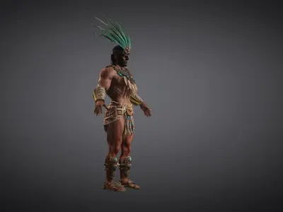 The Aztec Warrior Low-poly 3D model
