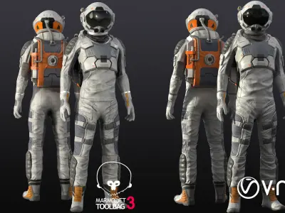 male Space Suit Low-poly 3D model