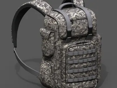 Backpack military combat soldier bag baggage  Low-poly 3D model