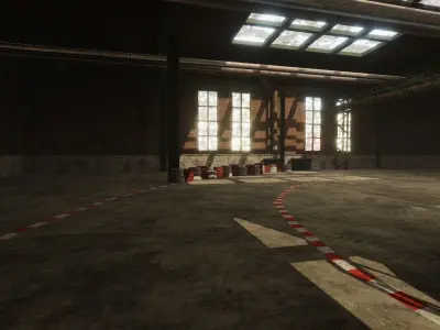 Industrial Indoor Cart Racing Track Low-poly 3D model