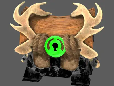 Personalized Deer Horn Treasure Chest Low-poly 3D model
