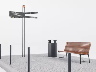 Prague street furniture collection 3D model