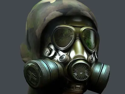 helmet Gas mask  3d model military combat Low-poly Low-poly 3D model