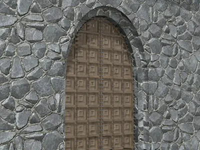 Medieval Wooden Door Low Poly Low-poly 3D model