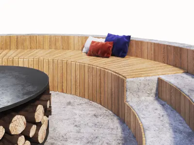 Outdoor roundseat Chair Low-poly 3D model