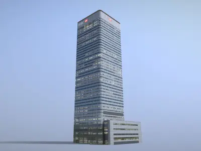 London 8 Canada Square HSBC Low-poly 3D model