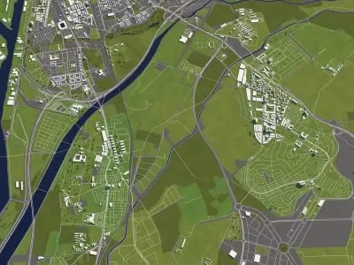 Seville 50x50km 3D City Map 3D model