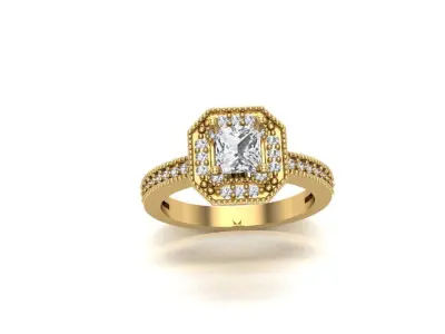 Regal Radiance The Princess Cut Diamond Double Halo Ring 3D print model