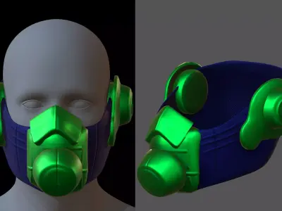 Gas mask helmet 3d model scifi Low-poly  Low-poly 3D model 327