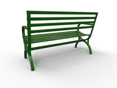 Old Street Bench Low-poly 3D model