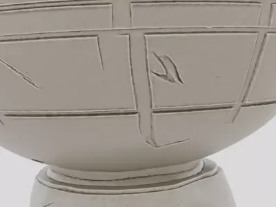 Ancient Fantasy Stone Sacrificial Bowl for 3D print Low-poly 3D model
