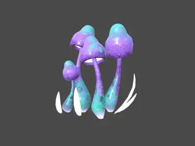 Fantasy Mushroom D06 Purple Blue - Scene Backdrop Design Low-poly 3D model