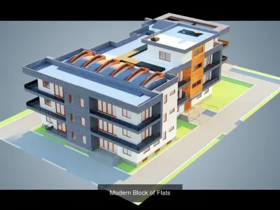 Modern Block of Flats Collection 3D Model Pack