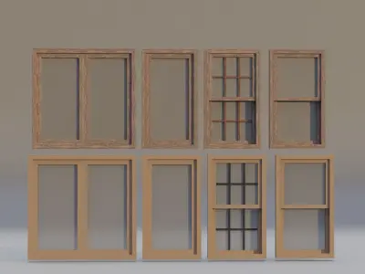 Wooden Windows Multicolor Low-poly 3D model