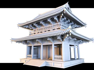 4 Traditioanl Japanese Buildings- 3d Model 3D model