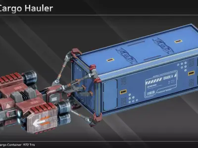 Spaceship CH12 Cargo Hauler Low-poly 3D model