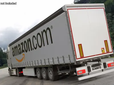  Mercedes Electric Truck with Amazon Trailer 