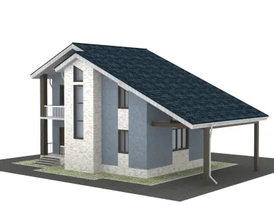 Cottage with garage  3D model