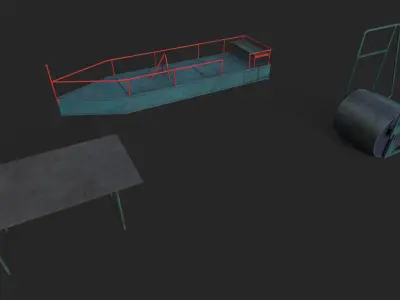 Old Playground Props Set Low-poly 3D model