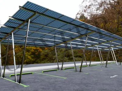 Lowpoly Solar Carport-W Types-Steel Structure Low-poly 3D model