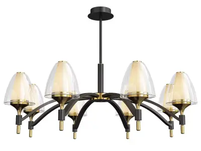 NANSY chandelier with six lights in brass and glass Low-poly 3D model