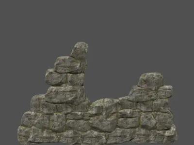 wall set 1 stone Low-poly 3D model