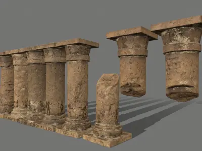 pillar set greek pillars Low-poly 3D model
